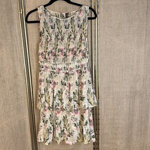 Tracy Reese XS Floral Sleeveless Dress - Cream and Pink